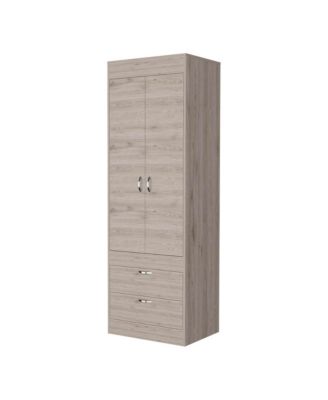 Armoire One Large Cabinet Two Drawers Bedroom Storage Organizer with Hanging Rod