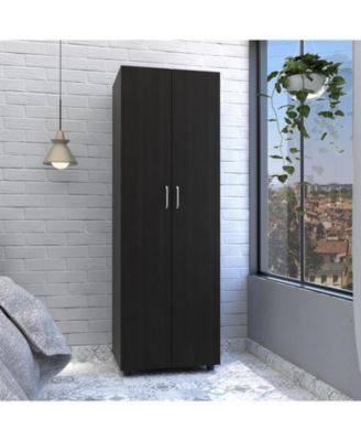 Armoire Organizer 70.8 Inch High with Two Shelves Hanging Rod and Double Door Cabinet