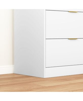 6 Drawer Dresser with Glass Front Drawers Wood for Bedroom Living Room