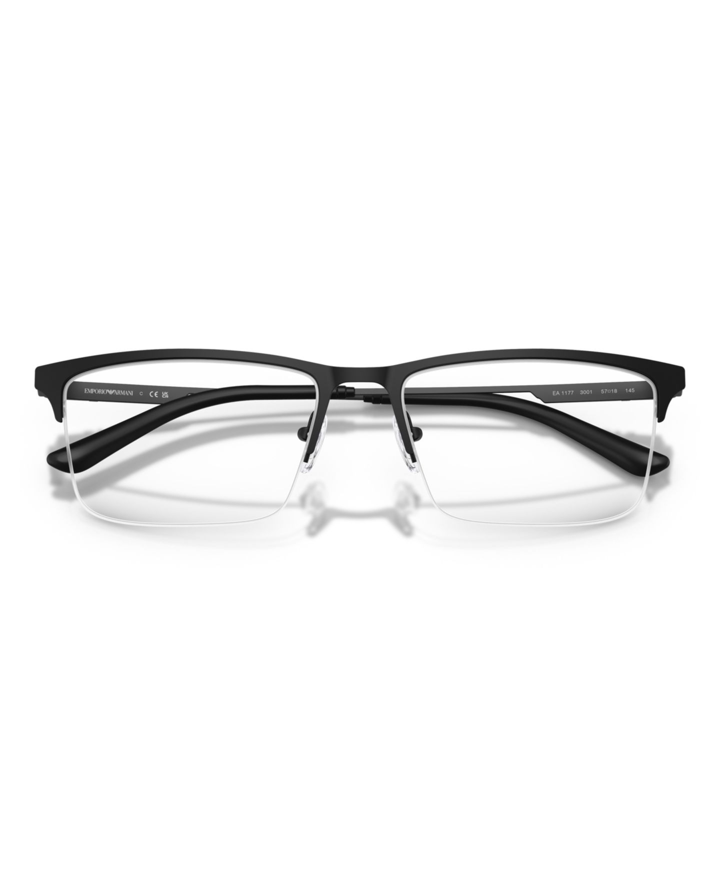 Мужские очки Emporio Armani Man Rectangle Metal EA1177 Eyeglasses, цвет: Матовый чёрный — фото 2