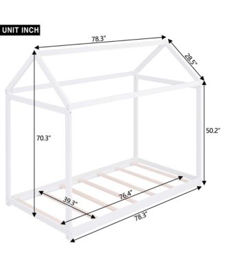 Wooden House Bed Pine Wood MDF Low Height Safe For Kids