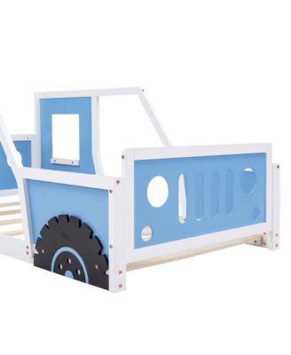 Classic Car Shaped Platform Bed Wheels Pine Wood MDF Frame