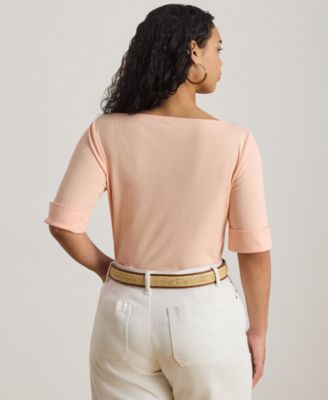 Plus Size Cotton Boatneck T-Shirt