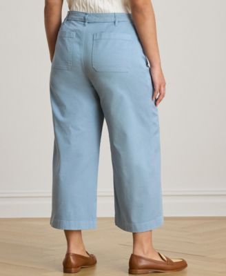 Plus Size Stretch Chino Wide-Leg Cropped Pant