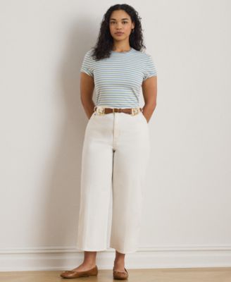 Plus Size Striped Rib-Knit Stretch Top