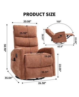 Chenille Recliner Chair with Heat, Massage, Rocker & Swivel Features