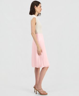 Women's Solid-Color Pleated Chiffon Midi Skirt