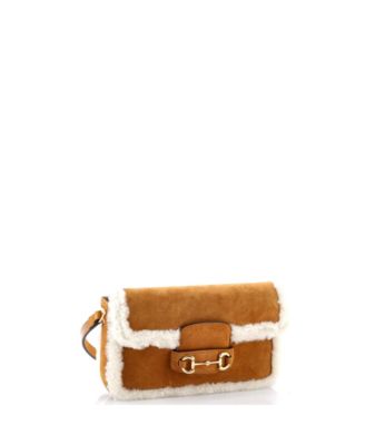 Mini Horsebit 1955 Shoulder Bag Suede with Shearling
