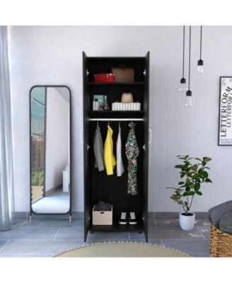 Glasgow Armoire Wengue Wood with One Cabinet Two Storage Shelves