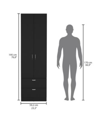 76 Inch High Armoire Wardrobe Closet with 2 Drawers Double Door Cabinet One Shelf and Hanging Rod Bedroom Clothes Storage Organizer