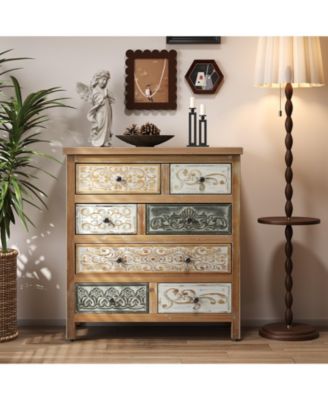 Rustic 4 Drawer Dresser Sturdy Construction for Bedroom Living Room Storage