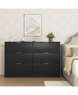 Simply Modern 6 Drawer Dresser Wood for Bedroom Living Room Hallway Entryway