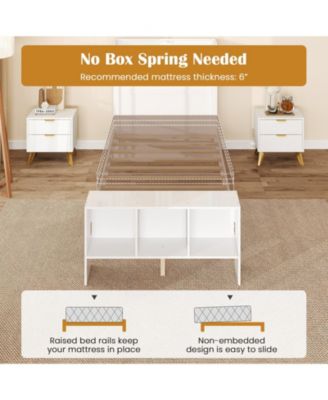 Bed Frame with Storage Headboard USB Ports and LED Lights