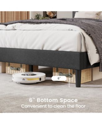 Upholstered Platform Bed with Tufted Headboard and Slats