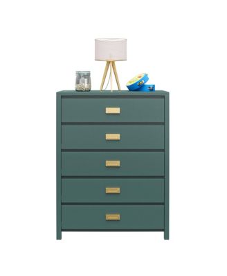 Contemporary 5 Drawer Dresser Maple Finish Sturdy Construction for Bedroom Living Room Storage