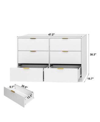 Simply Modern 6 Drawer Dresser for Bedroom Living Room Hallway Entryway