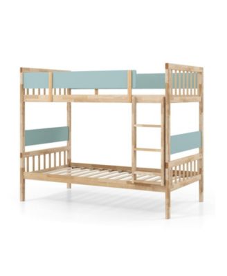 Twin Over Twin Bunk Bed with Ladder and Full Guardrails