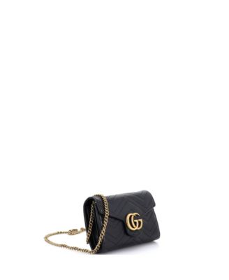 Mini GG Marmont Chain Wallet Matelasse Leather
