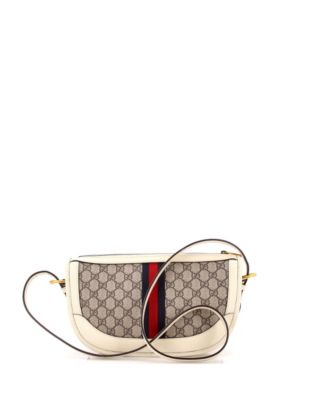 Large Ophidia Curved Zip Shoulder Bag GG Coated Canvas with Leather