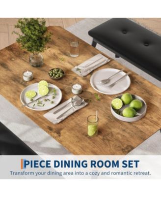 Dining Table Set for 4, Metal Frame Kitchen, 3Pcs Dining Room Table Furniture for Apartment, Studio, Home, Easy Assembly