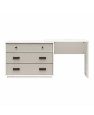 Valencia 3 Drawer Dresser and Desk Combo Two Tone Finish with Matte Handles for Bedroom