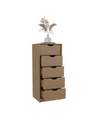 5 Drawer Rustic Natural Dresser Sturdy Cabinet for Living Room Home Furniture with Spacious Drawers Easy Assembly Durable