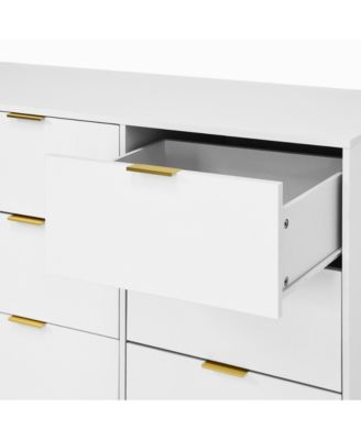 7 Drawer Dresser with Mirror Wood for Bedroom Vanity Storage Organizer