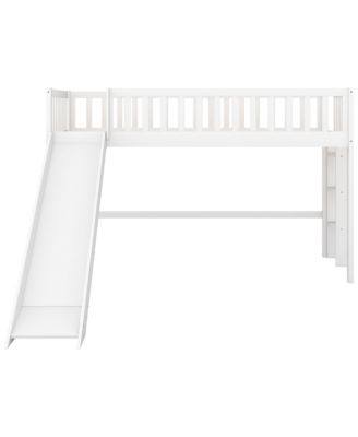 Low Loft Bed With Ladder And Slide Pine Wood MDF Construction