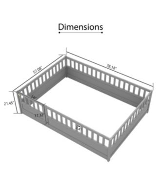 Montessori Wooden Floor Bed With High Security Barrier And Door For Kids Bedroom