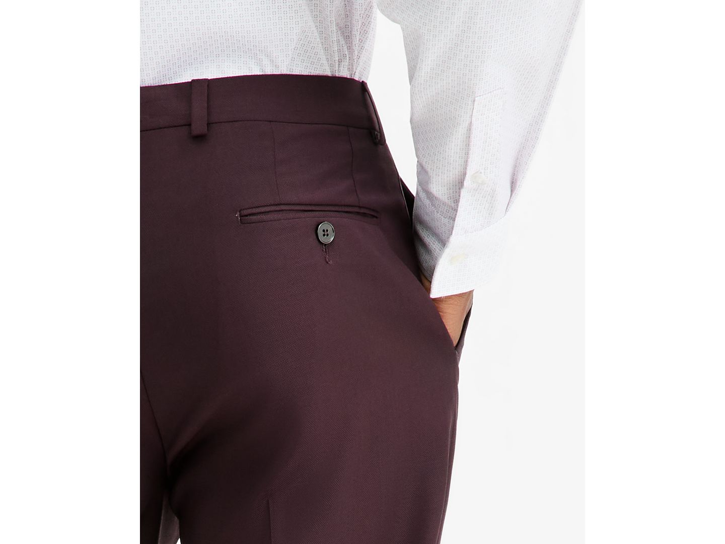 Мужские брюки Calvin Klein Slim-Fit Wool-Blend Suit, цвет: Бордовый — фото 3