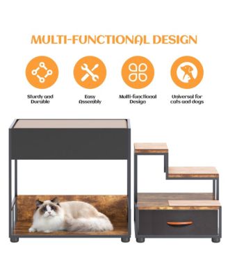 Vintage Pet Window Perch – Bunk Bed Style Elevated Lounge with Non-Slip Pads & Storage, for Dogs & Cats