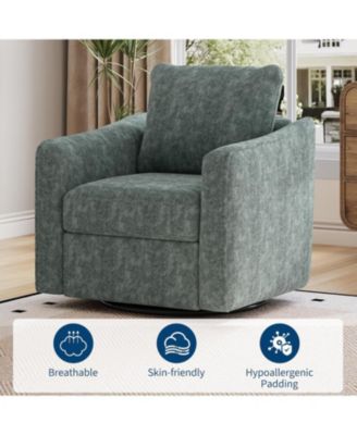 Accent Chair for Living Room, 360° Swivel, Modern Linen Armchair, Comfy Upholstered Seat, Single Sofa