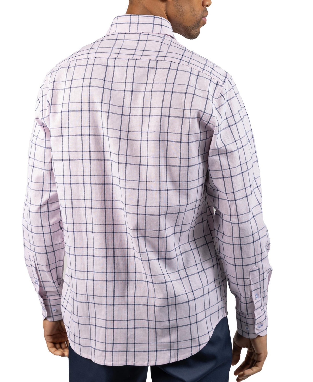 Tailorbyrd Men's Yarn Dyed Linen Large Check Long Sleeve Shirt
