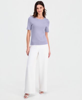 Women's Fine-Rib Crewneck Sweater T-Shirt