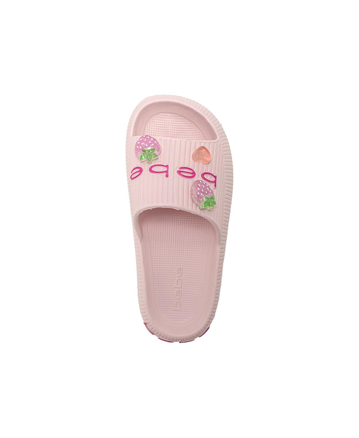 Bebe Little Girls Girls Eva Slide – Lightweight Comfy Slide Sandals with Fruit Charms