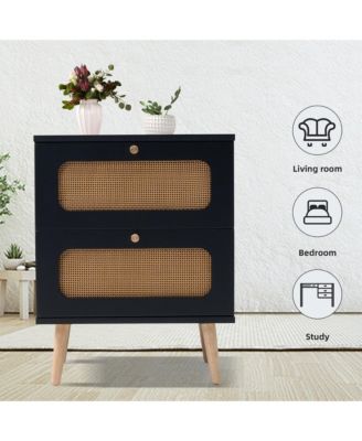 Versatile Natural Nightstand with Storage Space Modern Bedroom Furniture Bedside End Table