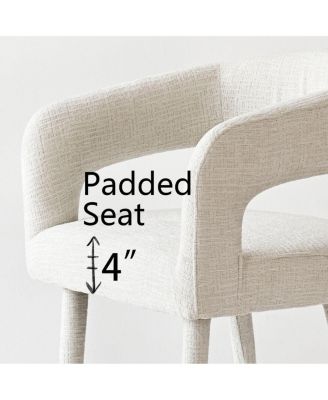 Chenille Upholstered Dining Armchairs Set of 2 with Curved Back