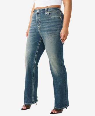 Plus Size Billie Mid-Rise Straight Super T Flap Jeans