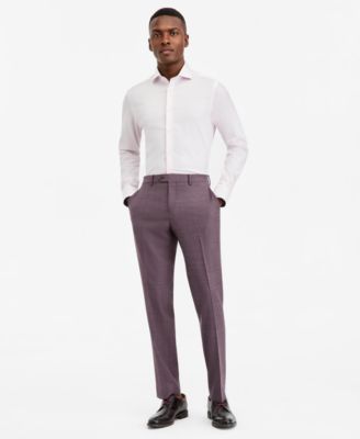 Men's Modern-Fit Purple Solid Suit Separate Pants