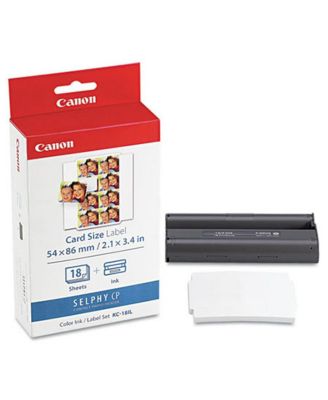 KC-18IL Color Ink Cartridge and Mini Label Set, 18 Sheets, 8 Labels/Sheet