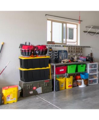 Durbilt 15 Gal Storage Containers Tough Flip Lid Bins, 6 Pack, Black/Yellow