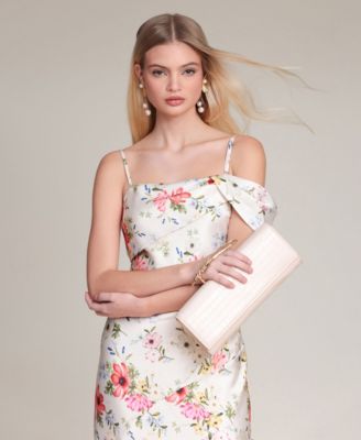 Women's Floral Satin Bias Cut Maxi Dress