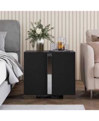 Elegant Modern Wooden Nightstand with Storage Space Finish Bedside Table for Bedroom Living Room