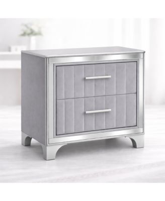 Luxurious Contemporary Nightstand with Storage Space Glass Top Bedroom Storage Furniture