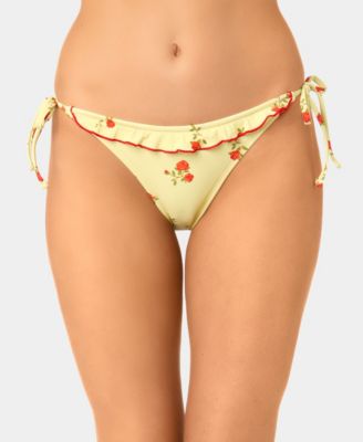 Women's Tiny Ditsy Ruffle Tie High-Leg Cheeky Swim Bottoms