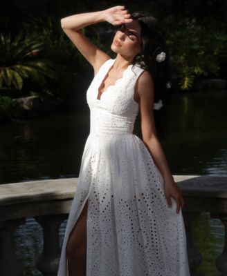 Women's Broderie Anglaise Cotton Midi Dress