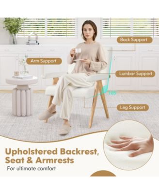 Mid Century Modern Accent Chair with Rubber Wood Frame and Padded Armrests