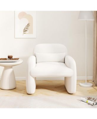 Modern Accent Chair with Waist Pillow and Armrests for Living Room Bedroom