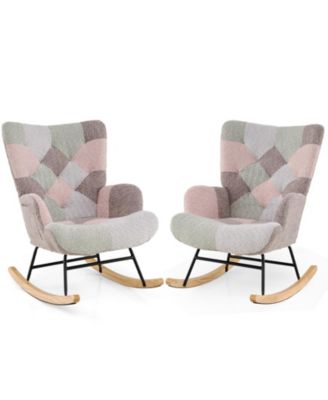 Nursery Rocking Chair with Ergonomic Armrests and High Backrest for Living Room