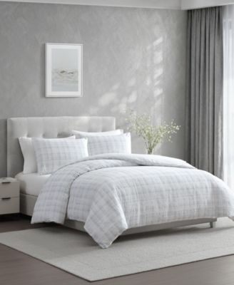 Blurred Plaid Cotton 3-Pc. Duvet Cover Set, King